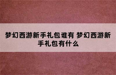 梦幻西游新手礼包谁有 梦幻西游新手礼包有什么